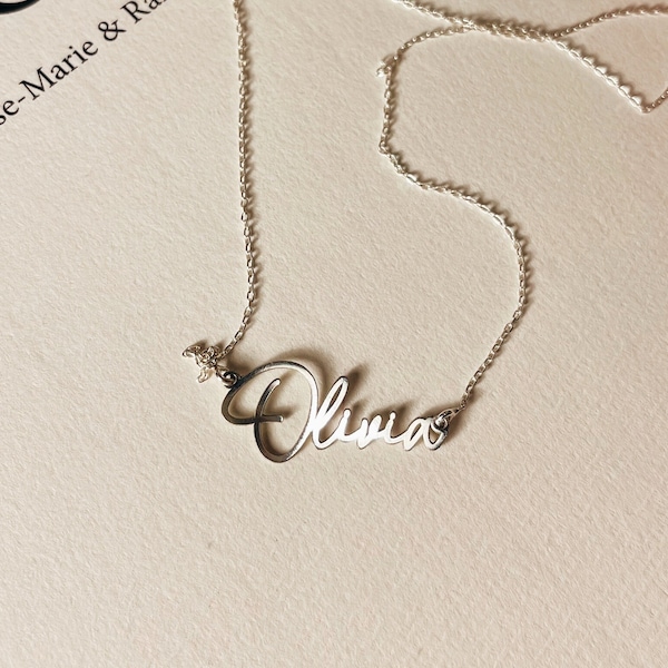 Name Necklace Sterling Silver Personalise • Gold Name Necklace • Custom Jewellery • UKJewelleryWorld • Bridesmaids • Birthday Gift for Her