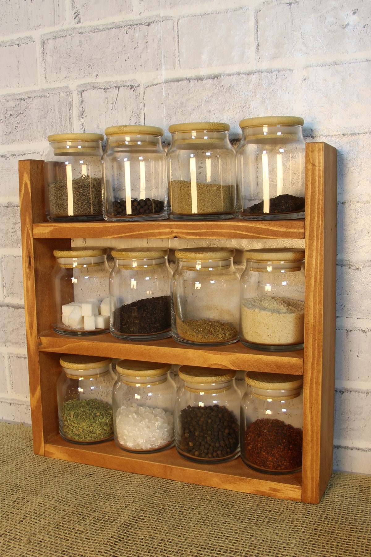 Wooden Spice Rack Countertop Counter Organizer Large Spice Etsy