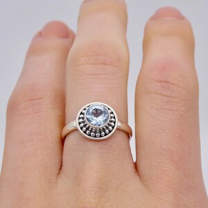 925 Silver Blue Topaz Ring, Sterling Silver Blue Topaz Ring, Silver Filigree Ring Blue Topaz, Blue Topaz Jewelry, December Birthstone Ring