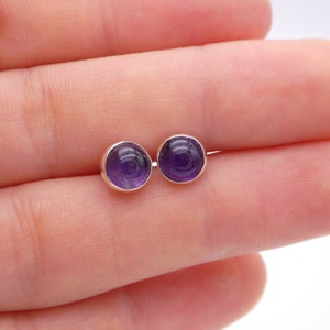 Silver Amethyst Studs, Sterling Silver Amethyst Stud Earrings, Dainty Amethyst Earrings 925 Silver, February Birthstone Jewelry