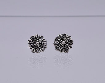 Sterling Silver Flower Studs, Delicate Flower Studs, 925 Silver Intricate Stud Earrings