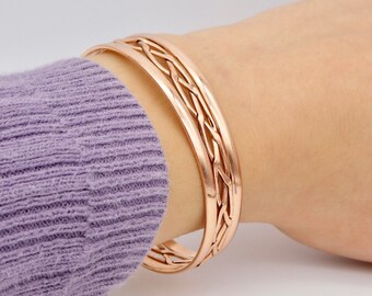 Copper Cuff Bracelet, Intricate Braided Copper Bracelet, Unique Copper Cuff, Pure Copper Jewelry