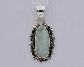 Aquamarine Sterling Silver Necklace, 925 Silver Aquamarine Pendant, Sterling Silver Aquamarine Jewelry, March Birthstone Jewelry