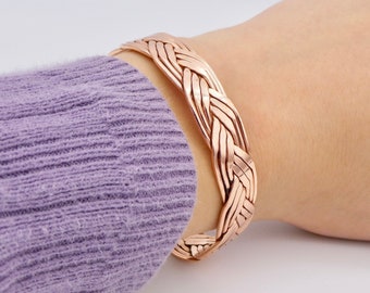 Copper Cuff Bracelet, Intricate Braided Copper Bracelet, Unique Copper Cuff, Pure Copper Jewelry