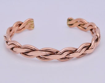Copper Cuff Bracelet, Intricate Braided Copper Bracelet, Unique Copper Cuff, Pure Copper Jewelry