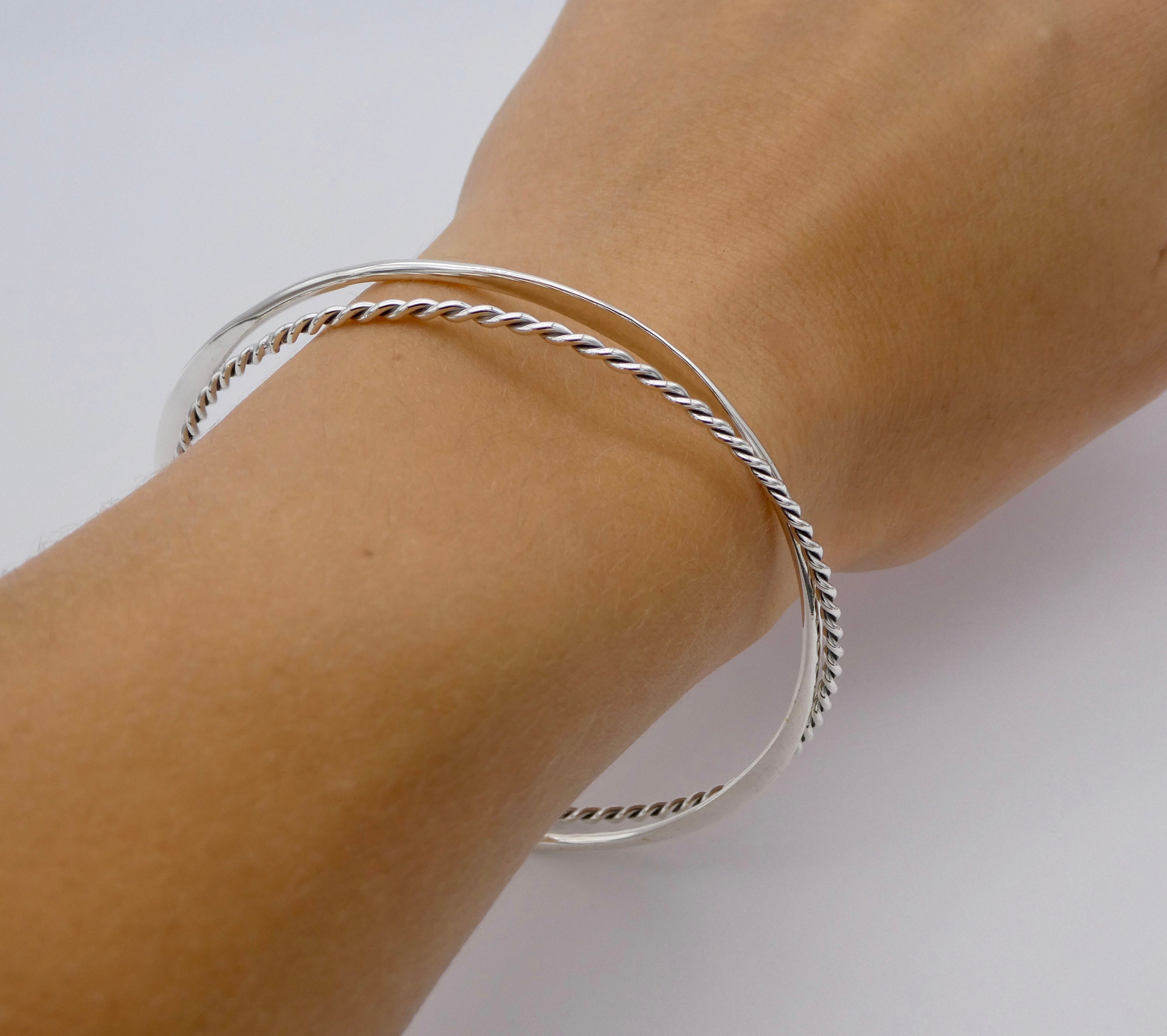 lncs s925 Seam Bangle Double Line Ring