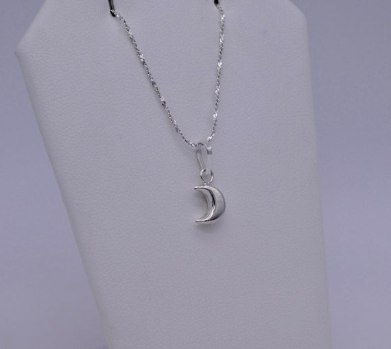 Sterling Silver Moon Necklace, 925 Silver Moon Pendant, Silver