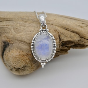 Moonstone Pendant Sterling Silver, 925 Sterling Silver Moonstone Necklace, Silver Moonstone Jewelry, Multicolor Moonstone Pendant