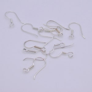 925 Silver Ear Wires, Sterling Silver Ear Hooks, 925 Silver Earring Findings, Pack of 5 Pairs of Earring Wires