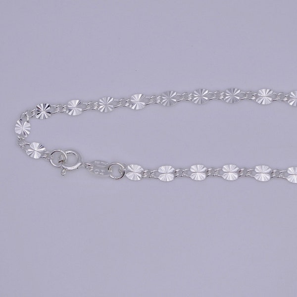 925 Silver Flower Anklet, Sterling Silver Anklet, Dainty Silver Ankle Bracelet, 925 Silver Sparkle Ankle Bracelet