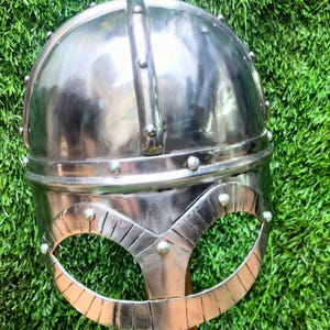Combat Tjele Helmet – 2mm Mild Steel Norse Helmet for Reenactment, LARP & Cosplay | Handmade Medieval Armor