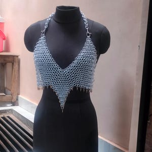 Aluminium Butted Punk Chainmail Top – Lightweight Cosplay & LARP Armor | Fantasy Festival Costume | Handmade Metalwear for Her