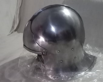 Sallet de arquero alemán del siglo XV: casco de acero de 1,5 mm para recreaciones históricas, cosplay y regalos