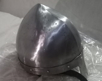Casco vikingo nasal de acero dulce hecho a mano, talla adulta, para cosplay de LARP