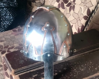 Battle Ready Norman Helmet, 14 Gauge Steel, Leather Liner