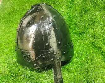 Black Norman Helmet with Nasal Guard – 2mm Steel Battle-Ready Medieval Armor