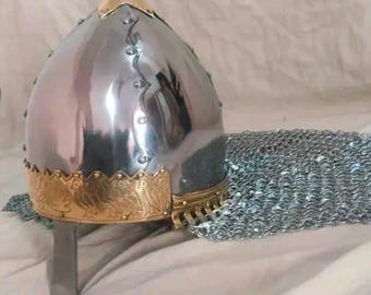 Casco vikingo Birka con aventail: casco de combate listo para la batalla / Recreación histórica auténtica, SCA y equipo Buhurt
