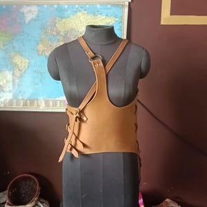 Handmade Women’s Leather Armor – Fantasy Cosplay Chest Harness for LARP, Renaissance & Festival Costumes