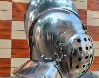 Capacete de Gladiador Tralles Secutor, pronto para batalha, armadura romana de aço feita à mão, para reconstituição histórica, LARP, cosplay e combate.