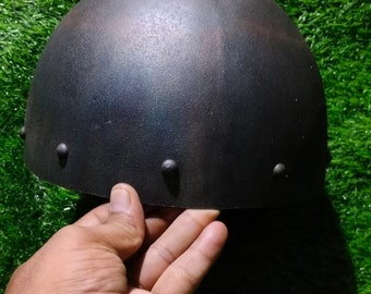 Steel Skull cap black ,aka Cervelliere,Medieval helmet,battle ready helmet,Mild steel 2mm helmet