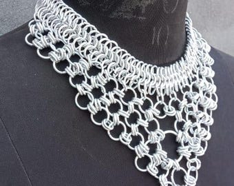 Aluminium Butted Chainmail Necklace – Handmade Fantasy Jewelry for LARP, Cosplay and Medieval Costumes