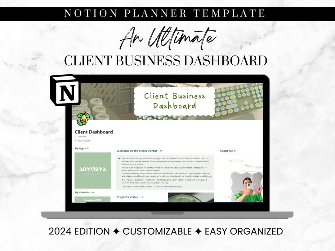 Client Dashboard Notion Template Client Portal Notion Template Digital ...