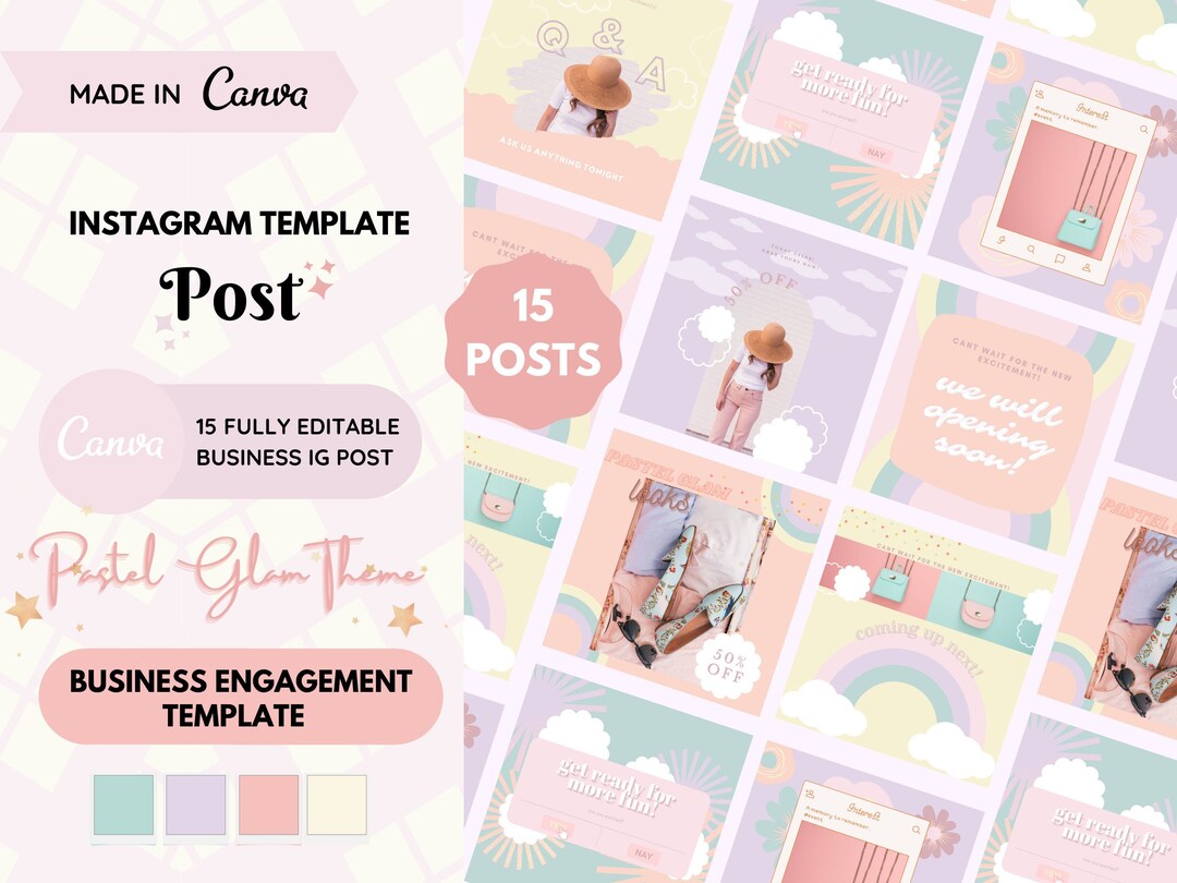 Instagram Post Templates Canva Pastel Glam Colour-creative - Etsy