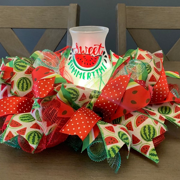 Lighted watermelon summer centerpiece