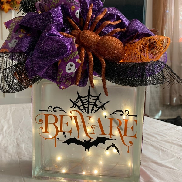 Glass Block Lamp Etsy