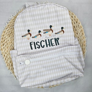 NEW!! Mallards FULL SIZE Nylon Gingham Backpack Travel Set- Personalized Backpack- Customizable Backpack- Kid Backpack
