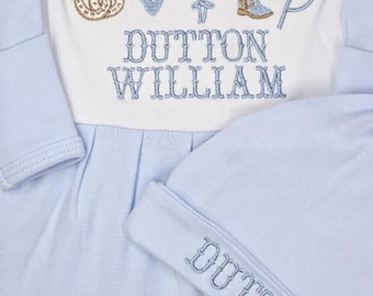 Personalized Western Newborn Outfit, Newborn Footie