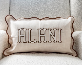 Scalloped Applique Monogram Pillow Cover: Custom Nursery Decor