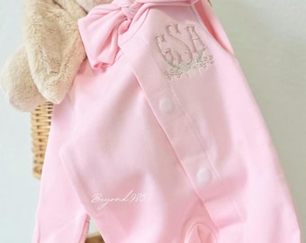 Personalized Magnetic Baby Footie, Monogram Newborn Sleeper, Coming Home Outfit