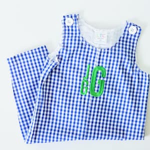 Personalized Boys Gingham Longall: Monogrammed Cotton Jon Jon