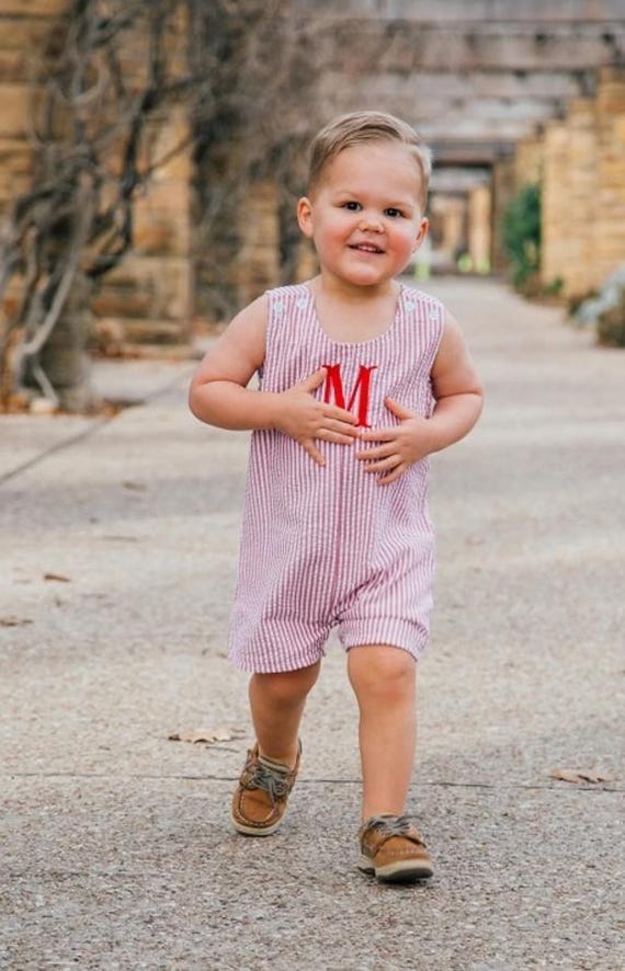 Personalized Seersucker Jon Jon: Monogrammed Gingham Easter Outfit