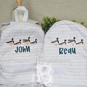 NEW!! Mallards Toddler Nylon Gingham Backpack Travel Set | Personalized Backpack- Customizable Backpack | Kid Backpack