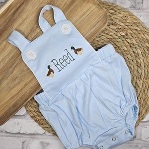 Mallards baby soft knit summer bubble | Blue Baby Outfit | Personalized Sunsuit | Preppy Baby Clothing | Shower Gift for Boys