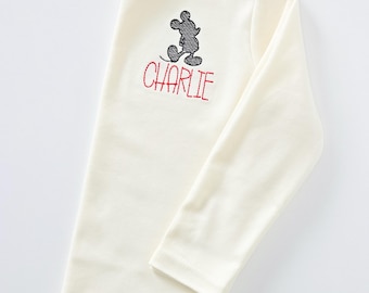 Character Pocket Design Kids Long Sleeve T-Shirts | Mini Designs on Pockets | Monogrammed Shirts