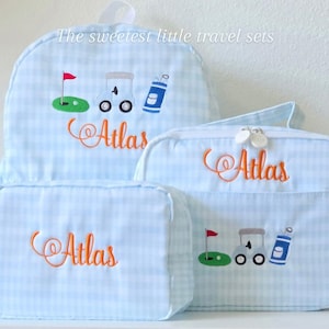 Golfing Gingham Nylon Backpack Set: Travel or School