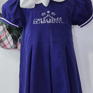 navy blue smocked nativity dress Navy Blue Nativity Smocked Christmas Dress
