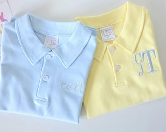 Personalized Boys Cotton Polo Shirt, Monogram Toddler Easter Outfit, Embroidered Spring Boutique Clothing