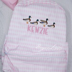 Girls Mallards Nylon Gingham Backpack Travel Set- Personalized Backpack- Customizable Backpack- Kid Backpack