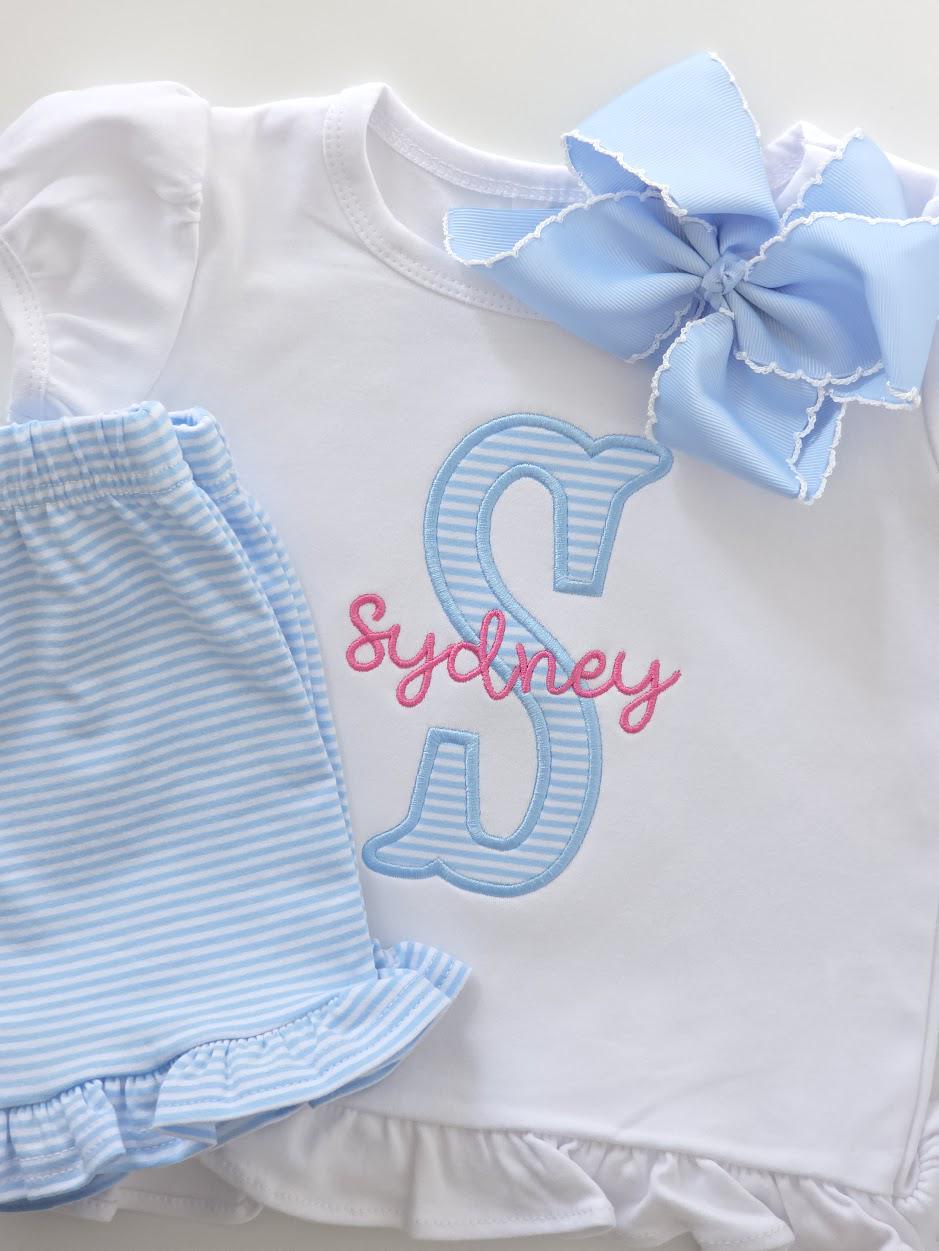 Personalized Monogram Outfit | Custom Name Shirt, Ruffle Shorts Set - Etsy