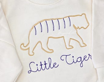 Little Tiger Embroidered Sweatshirt, Southern Baby Boy Outfit, LSU Style, Boutique Clothing