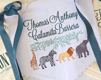 Personalized Safari Name Banner, Organic Cotton Baby Shower Gift, Nursery Decor