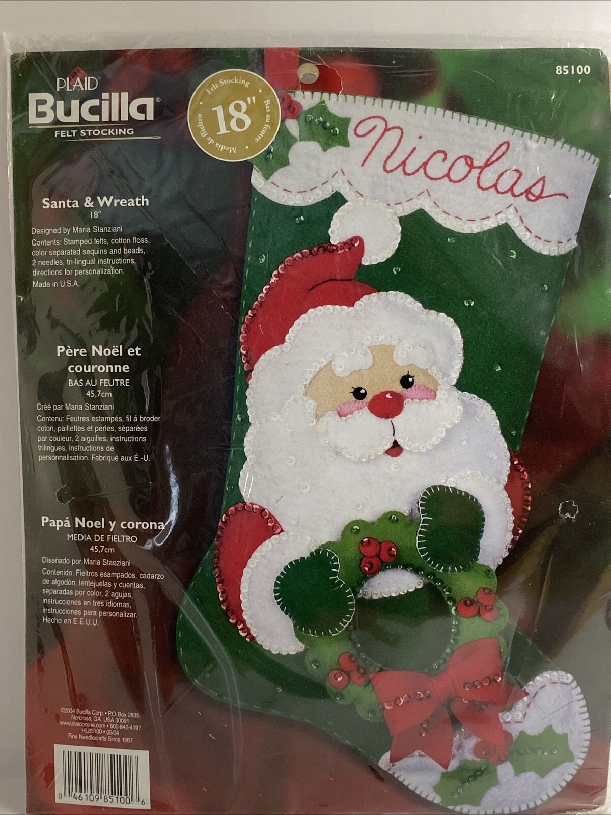 Bucilla Kit 'in the Workshop' Felt Applique Santa Stocking Kit