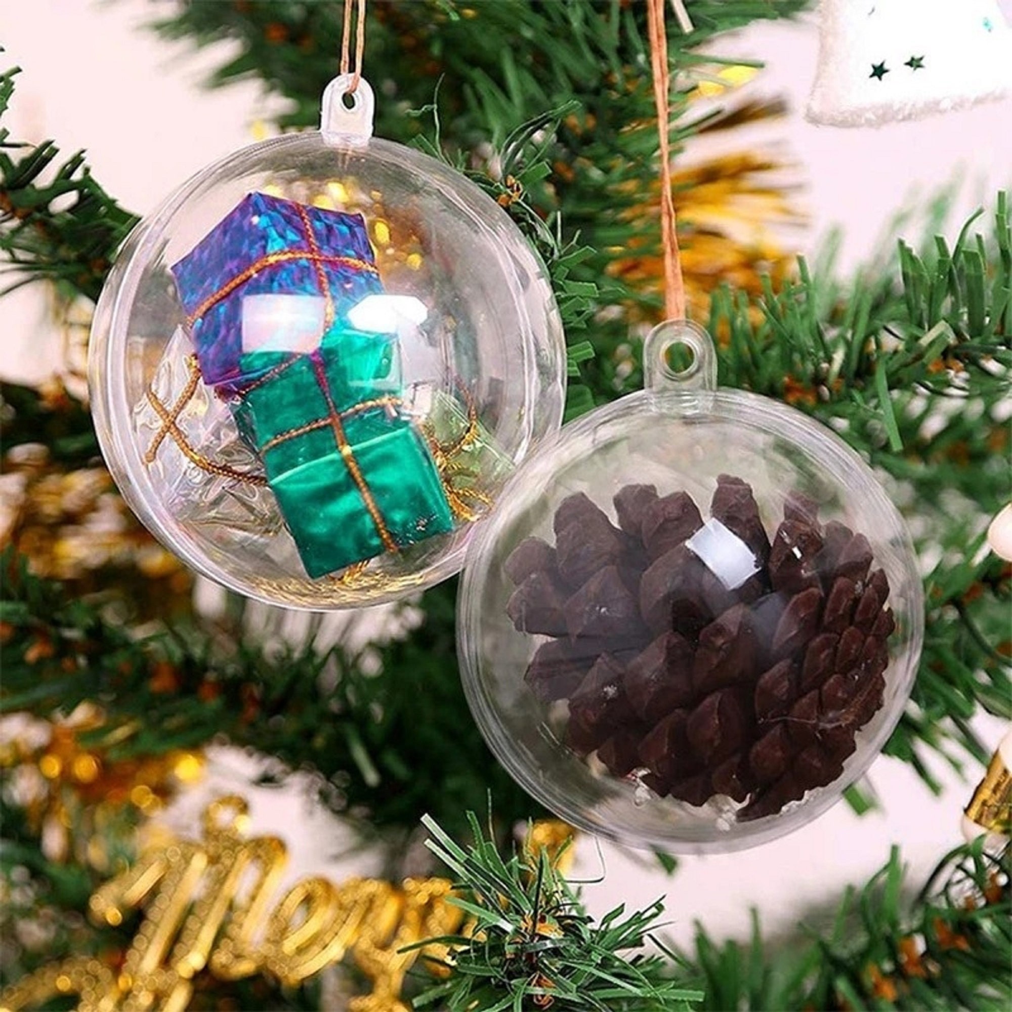 50pcs Clear Balls Fillable Baubles DIY Sphere Craft for Christmas Tree  Orname Xmas Ball Bauble 