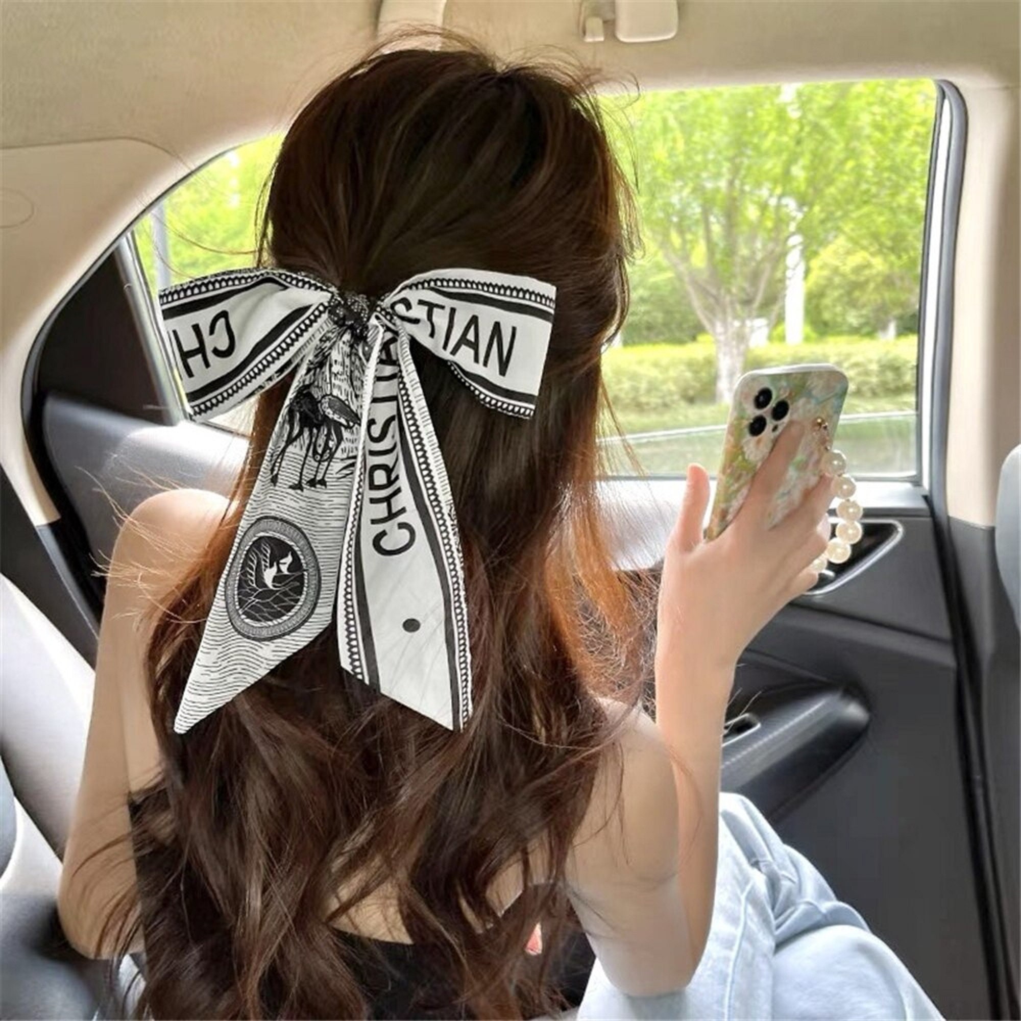 Ahoney 6pcs Silky Satin Hair Bows Clips for Women Girls, Hair Bows Ribbons  for Hair Bowknot Hair Clips with Long Tail, Cute Aesthetic Long Hair