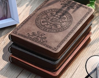 2021 New Portable Vintage Pattern PU Leather Notebook Diary Notepad Stationery Gift Journal Personalized Custom Sketchbook Gifts for Teacher