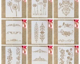 9Pcs A4 29*21cm Flowers Leaves Symbol DIY Layering Stencils Wall Painting Scrapbook Coloring Embossing Album Decorative Template